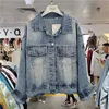 Kadın ceketleri boho tarzı nakış denim ceket ceket kadınlar vintage büyük cep kovboy dış giyim gevşek gündelik uzun kollu kot ceketler kadın 230925