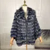 Damen Pelz Natur Mantel Mode Splitter Jacke Frauen Fledermausärmel Schal Hohe Qualität