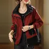 Women's Hooded Jackets GU New with Leather Belt Fashion Button Pockets Long Sleeve Jacket Women Loose Casual Coats