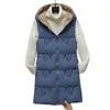 Gilet da donna Gilet reversibile in cotone femminile Gilet medio lungo Cappotto autunno inverno Versione coreana Gilet con cappuccio slim fit Capispalla