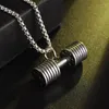 Colares Pingente Moda Clássico Jóias Homens Mulheres Aço Inoxidável Fitness Gym Dumbbell Barbell Chain Colar 24 polegadas