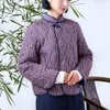 Trenchs de femmes manteaux d'hiver veste en coton recadrée haut en soie style national jacquard contraste robe femmes