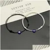 Bracelets de charme 2 pcs plat bleu mauvais œil tissé hommes bracelet porte-bonheur femmes réglable noir rouge chaîne femme mode bijoux goutte delive otezl