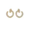 Boucles d'oreilles Carttiers Designer De Luxe Mode Femmes S925 Boucles D'oreilles En Argent Plein Diamant Boucles D'oreilles Rondes Premium Sense Petites Et Exquises Boucles D'oreilles