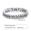 Banglad Bangle Vnox 12/15mm Bredd Rostfritt stål Kubanska kedjearmband för män Silverfärg Fashion Fashion Hip Hop Man Boy Wristband Jewelry 230925