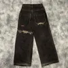 Herrtröjor tröjor jnco jeans y2k hip hop grafisk tryck gotisk svart baggy jeans retro byxor män kvinnor streetwear hög midja breda benbyxor 230925