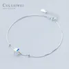 Colusiwei Genuine 925 Sterling Crystal Cube Silver Anklet for Women Charm Bracelet of Leg Ankle Foot Accessories Fashion278u