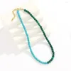 Collier ras du cou Vintage Turquoise pour femmes, couture de Niche assortie avec tout, ornement bohème Malachite