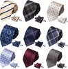 Herren-Krawatten-Set, lässiges Krawatten-Set, Hals-Dacron, hochwertiges Einstecktuch-Manschettenknopf-Set für Herren