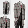 Heren Wol Wollen Mannen Pak Lange Plaid Check Overjas Bussiness Office Party Prom Blazer Tailor Made Formeel Causaal Kostuum Homme