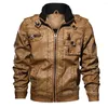 Men's Fur Style PU Leather Jacket For Men In Large Size Autumn And Winter Casual Heavy Wash With Stand-up