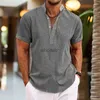 Camicie eleganti da uomo 2023 Camicie casual da uomo in cotone e lino a maniche corte Streetwear Camicie in puro colore Camicie da uomo YQ230926