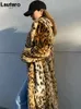 Women's Fur Faux Fur Lautaro Winter Long Warm Thick Leopard Fluffy Faux Fur Coat Women Tiger Print Runway Loose Luxury Designer Clothing Women 230926