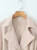 Womens Wool Blends Solid Single Breasted Lapel Trench with Belt for Women Fashion V Neck Long Sleeve Loose Coat Lady Antumn Winter 230925