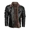 Men's Fur Leather Casual Thick Jacket Men 8XL Collar Jackets Winter Motorcycle Thermal Male Down Coats PU