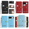 Smile Cat PU lederen portemonnee hoesjes voor Samsung S24 Ultra Plus A05S A15 A35 A24 A25 Google Pixel 8 Pro 7 7A 6A Leuke Clound Zon Flip Cover Dier ID-kaartsleufhouder etui