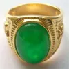 Sieraden 18K GP groene jade herenring8 9 10 11 12306E