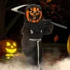 Костюм мрачного жнеца с тыквой на Хэллоуин, костюм страшного призрака на Хэллоуин с тыквой для детей, костюм мрачного жнеца