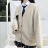 Женский вязаный японский модный свободный кардиган с v-образным вырезом для колледжа, свитер 2023, женская верхняя одежда, пальто, школьная форма ZY6090