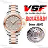VSF Aqua Terra 150M A8800 Orologio automatico da donna 43 mm bicolore oro rosa quadrante grigio con texture Bracciale in acciaio inossidabile Super Version 220.20.34.20.06.001 Donna Puretime G7