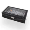 Pudełka opakowaniowe Wanhe Factory Professional Dostawa 12 Grids Slot Watch Box Wyświetlacz Organizator Organizator Glass Top Bejdia Organizator BO290Z