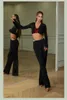 Stage Wear Pantalon Latin Pantalon Blouse Sexy Compétition Ensemble CostumeTango Salsa Cha Samba Rumba Robe 2259