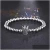 Perlé Métal Cz Zircone 4 Clors Roi Couronne Charme Bracelet Hommes Dl Polonais Perle Bracelets Pour Femme Livraison Directe Bijoux Dhrnu