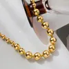 Choker Anenjery 316L Rvs Goud Kleur Luky Kralen Ketting Voor Vrouwen Zoete Cool Overdrijven Sieraden Gift