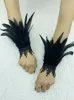 Five Fingers Gloves Natural Feather Sleeve Cuffs Gloves Party Cosplay Lace Wrist Cuffs Fur Sleeve Furry Accessories Carnival Stage Show Costume 230926