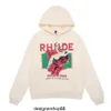 Rhode high street skateboarding tecknad tryck huva tröja mode män och kvinnor slouchy långärmad hoodie jacka jacka