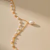 Choker Minar francuski 18K prawdziwe złote poszycie mosiężne podwójne warstwy nieregularne naszyjniki z perełką słodkowodną dla kobiet Pendientes
