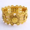 Donne di lusso Big Wide Bangle CARVE THAI BAHT 18 k Solid Fine G F Oro Dubai Style Braccialetti gioielli africani con CZ Middle2816