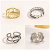 Nouveau Style Designer Anneaux Nail Femmes Diamant Lettre Plaqué Or Cuivre Doigt Réglable Bague D'amour pour Femmes Fête De Mariage Bijoux Cadeaux