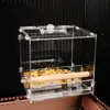 Trädgårdsdekorationer akrylfågelmatare transparent papegoja matlåda Spillproof kopp automatiska burtillbehör 230925