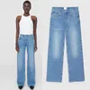 Herfst damesjeans Mid-taille toegangscontrole gewassen broek met rijgkoord en bijgesneden rechte jeans High street Top 26-30 P0FT#