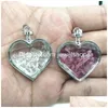 Anhänger Halsketten Wunschflasche Herz Stein Natürlicher Kristall Mineral Ornament Kies Anhänger mit Messingkette Valentinstag Geschenk für Gilrs DHCE6