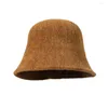 Bérets tricotés chapeau de pêcheur pour femmes Panama seau hiver automne chaud solide pliant casquette de voyage visière Vintage plat V5W4