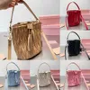 Designer Buckets Bags Pink Drawstring For Women Luxurys Mini Handbag Leather Shoulder Bags Solid Crossbody Bags Female Purse Wallet