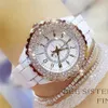 Luxury Crystal armbandsur Kvinnor Vita keramiska damer Watch Quartz Fashion Watches Wrist Clockes for Female 220111299G