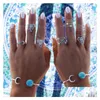 Bandringen Bohemen Antiek Goud Olifant Bloem Roos Hart Kroon Gesneden Ring Set Knuckle Finger Midi Voor Vrouwen Sieraden Drop Delivery Dhpib