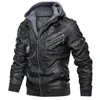 Men's Fur Autumn Winter Leather Motorcycle Jacket PU Hooded Warm Baseball Euro Size Coat