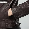 Veste de moto en cuir pour femmes, à la mode, automne, pour les déplacements, revers européen et américain court, OC00420 #