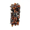 Couronne de fleurs décoratives en forme de longue bande pour Halloween, guirlande de lettres BOO avec nœud papillon, Durable avec boules en plastique pour la maison