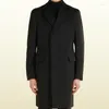 Manteau en laine pour hommes, couleur unie, coupe cintrée, décontracté, mi-long, hiver 2023