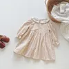 女の子のドレス秋の韓国スタイルの女の女の子花柄の花柄のドレス刺繍レース幼児の子供コットンプリンセス気質ドレス230925