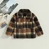 Manteau focus norm 16 ans automne hiver enfants filles veste vêtements d'extérieur 2 couleurs Plaid à manches longues simple boutonnage fourrure floue 231024