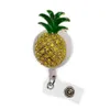 10 stks veel sleutelhangers intrekbare emaille strass kristal geel fruit ananas vorm badge reel houder clip medische voor decorati315e