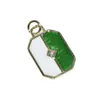 Pendentif Colliers Plaqué Or CZ Réglage Cuivre Blanc Vert Gleit Émail Géométrique Rectangle Minimal Pour DIY Femmes Collier