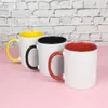 Großhandel! 11-Unzen-Sublimation Innenfarbene Kaffeetassen Perlglanz-Keramikbecher mit bunten Henkelbechern Wiederverwendbare Becher LG14