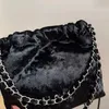Женская роскошная брендовая сумка, бархатный мешок для мусора, мини-мешок-ведро, винтажная серебряная сумка через плечо с цепочкой, осенне-зимняя незаменимая модная сумка высокого класса 20 см